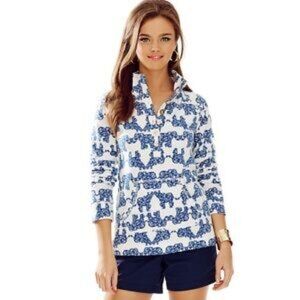 Lily Pulitizer Navy Blue & White Quarter Zip Pullover